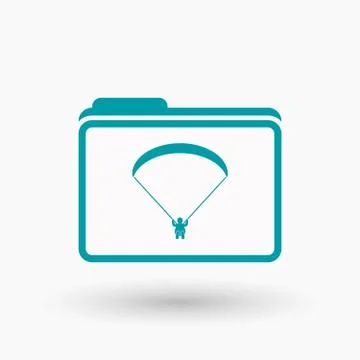 Isolated  line art  folder icon with a paraglider Illustrazione stock
