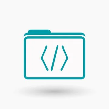 Isolated  line art  folder icon with a code sign Illustrazione stock