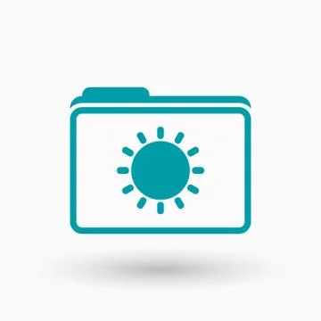 Isolated  line art  folder icon with a sun Stock Illustration