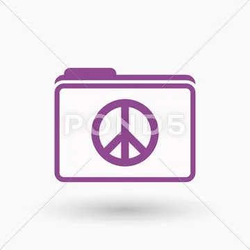 Isolated line art folder icon with a peace sign ~ Clip Art #66381207