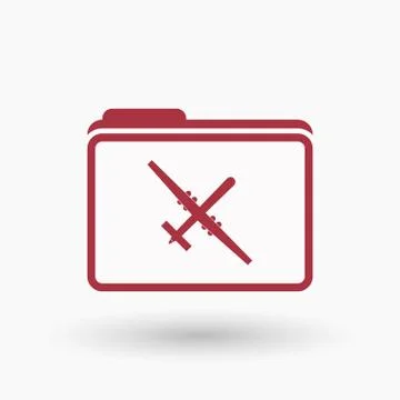 Isolated  line art  folder icon with a war drone Stock Illustration
