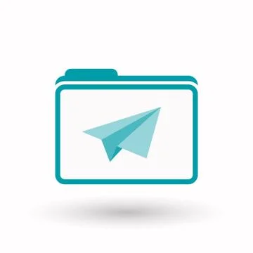 Isolated  line art folder icon with a paper plane Stock Illustration