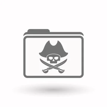Isolated  line art folder icon with a pirate skull Stock-Illustration