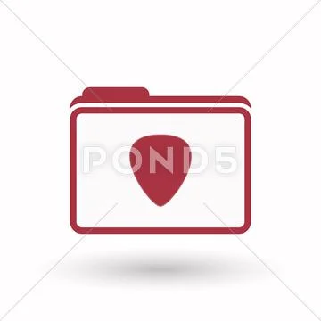 Isolated line art folder icon with a plectrum ~ Clip Art #66788083