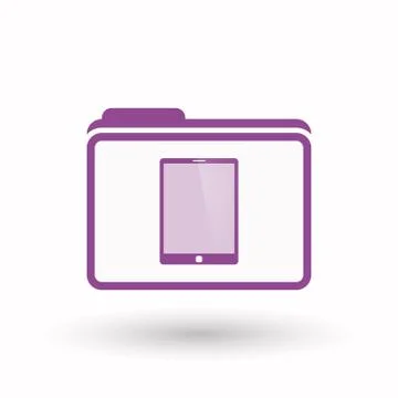 Isolated  line art folder icon with a tablet computer 스톡 일러스트