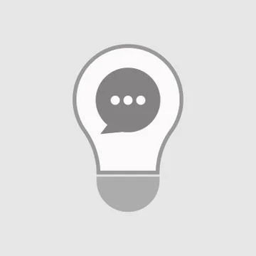 Isolated line art light bulb icon with a comic balloon 스톡 일러스트