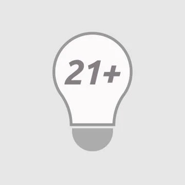 Isolated line art light bulb icon with    the text 21+ Stock Illustration
