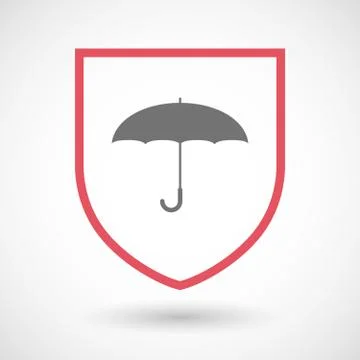 Isolated line art shield icon with an umbrella Stock Illustration