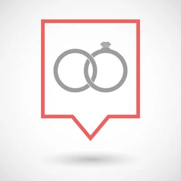 Isolated line art tooltip icon with  two bonded wedding rings Stock Illustration
