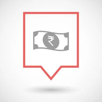 Isolated line art tooltip icon with  a rupee bank note icon Stock Illustration