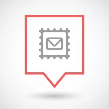 Isolated line art tooltip icon with  a mail stamp sign Stock Illustration