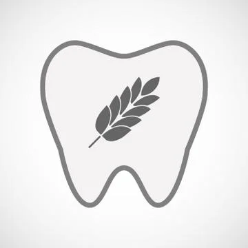 Isolated line art tooth icon with  a wheat plant icon Stock Illustration