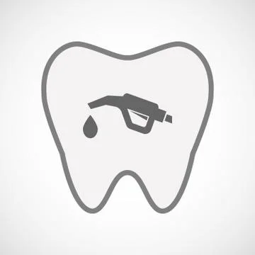 Isolated line art tooth icon with  a gas hose icon Stock Illustration