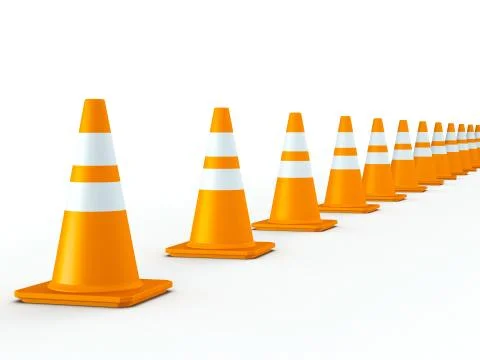 Isolated line of traffic cones Stock Illustration
