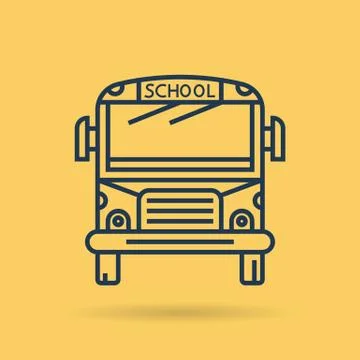 Isolated linear icon - school bus - front view Stock Illustration