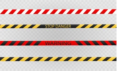Isolated lines of insulation. Realistic warning tapes. Signs of danger. Vector Stock Illustration