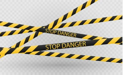 Isolated lines of insulation. Realistic warning tapes. Signs of danger. Vector Stock Illustration
