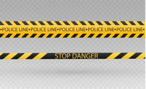 Isolated lines of insulation. Realistic warning tapes. Signs of danger. Vector Stock-Illustration