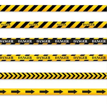 Isolated lines of insulation. Realistic warning tapes. Signs of danger. Vector Stock Illustration
