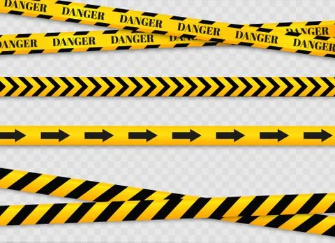Isolated lines of insulation. Realistic warning tapes. Signs of danger. Vector Stock Illustration