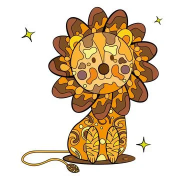 Isolated lion shape colored mandala Vector Stock Illustration