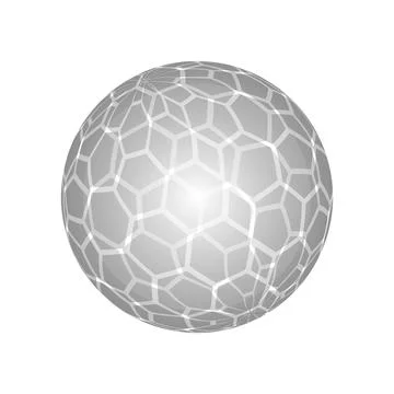 Isolated Lit Grey Ball, Sphere with Semi-Transparent Hexagonal Pattern - De.. Illustration