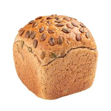 Isolated loaf of hemp bread with pumpkin seeds Stock Photos