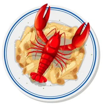 An isolated lobster pasta Illustrazione stock