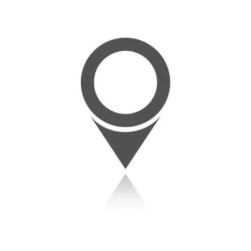 Isolated location icon for maps with reflection on a white background Stock Illustration