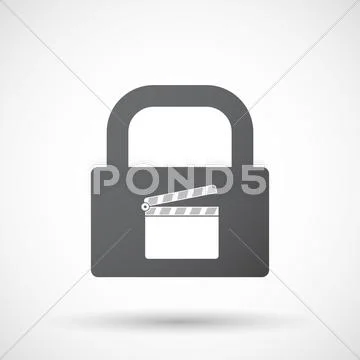 Isolated lock pad icon with a clapperboard Stock Illustration
