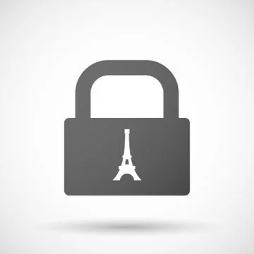 Isolated lock pad icon with   the Eiffel tower Ilustración de archivo