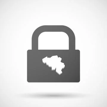 Isolated lock pad icon with  the map of Belgium Stock Illustration