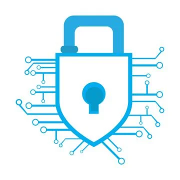 Isolated lockpad on a network. Cyber Security Stock Illustration