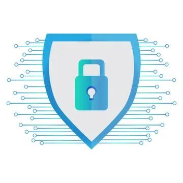 Isolated lockpad on a network. Cyber Security Stock Illustration