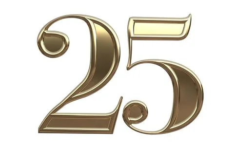 Isolated Logo of Silver Jubilee Anniversary, Twenty Five or 25, 3D Illustration. Stock Illustration