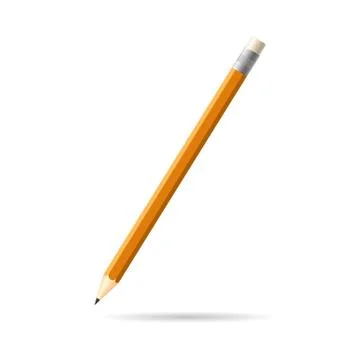 Isolated long orange pencil with shadow on white background. Stock Illustration