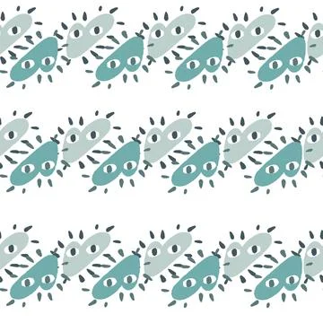 Isolated love abstract seamless pattern with doodle blue heart character prin Stock Illustration