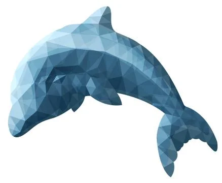 Isolated low poly art with stylized dolphin Stock Illustration