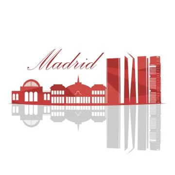 Isolated Madrid Skyline Ilustración de archivo