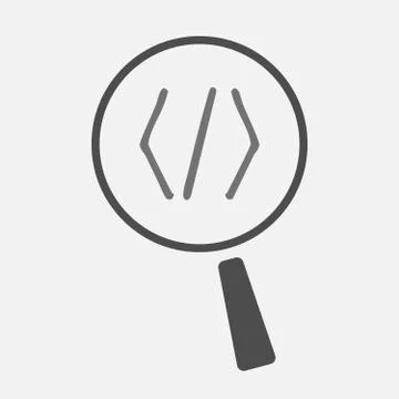 Isolated magnifier icon with a code sign Illustration