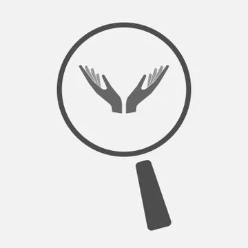 Isolated magnifier with  two hands offering Stock Illustration