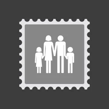 Isolated mail stamp icon with a conventional family pictogram Ilustração Stock