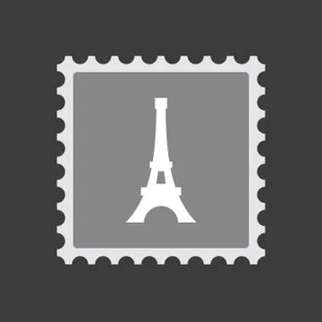 Isolated mail stamp icon with   the Eiffel tower Stockillustratie