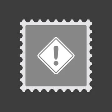 Isolated mail stamp icon with   a warning road sign Stockillustratie
