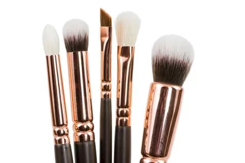 Isolated make-up brushes Stock Photos