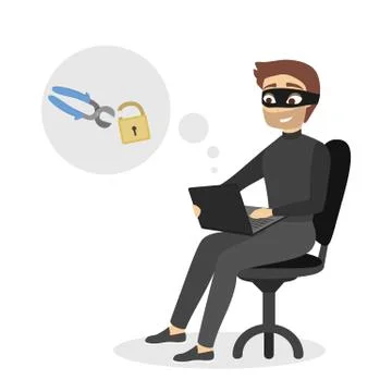 Isolated male hacker. Stockillustratie