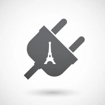 Isolated male plug with   the Eiffel tower イラスト素材