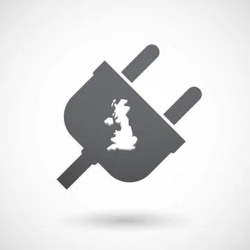 Isolated male plug with  a map of the UK Stock Illustration