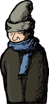 Isolated man in coat and hat Stock Illustration