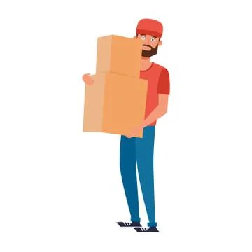 Isolated man delivery Stock Illustration